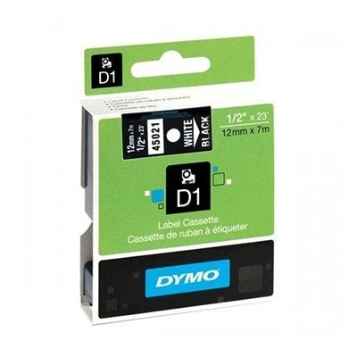 10 x Dymo SD45021 / S0720610 Original 12mm White Text on Black Label Cassette - 7 meters