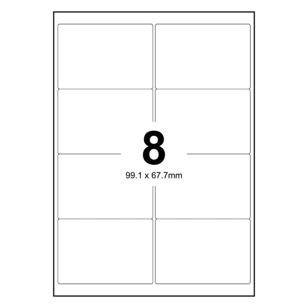 1000 Sheets A4 White Self Adhesive Paper Address Mailing Laser Inkjet Sticker Labels 99.1 x 67.7mm - 8 Labels Per Sheet