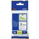 Original Brother TZe-S221 TZeS221 9mm Black Text on White Strong Adhesive Laminated Tape - 8 metres