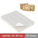 100 Sheets A4 White Self Adhesive Paper Address Mailing Laser Inkjet Sticker Labels 64 x 26.7mm - 30 Labels Per Sheet