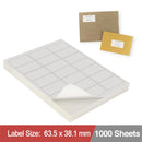 LabelMax A4 White Self Adhesive Paper Address Mailing Laser Inkjet Sticker Labels 21UP 63.5 x 38.1mm - (2100 labels / 100 Sheets) (Die-Cut)