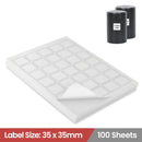 LabelMax A4 White Self Adhesive Paper Laser Inkjet Sticker Labels 35 x 35mm Square - 35 Labels Per Sheet (Die-Cut)