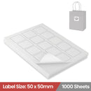 LabelMax A4 Self Adhesive Paper Laser Inkjet Sticker Labels 50 x 50mm Square - 15 Labels Per Sheet