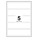 LabelMax A4 White Self Adhesive Paper Address Mailing Laser Inkjet Sticker Labels 196 x 51mm - 5 Labels Per Sheet (Die-Cut)