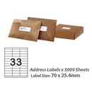 A4 White Self Adhesive Paper Address Mailing Laser Inkjet Sticker Labels 70 x 25.4mm - 33 Labels Per Sheet
