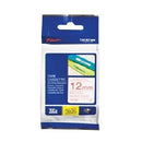 10 x Original Brother TZe-232 TZe232 12mm Red Text on White Laminated Tape - 8 meters