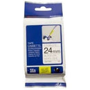 5 x Original Brother TZe-FX251 TZeFX251 24mm Black Text on White Flexible ID Laminated Tape - 8 metres