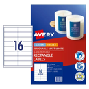 Avery White Matte Laser Inkjet Removable Labels