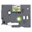 Generic Brother TZe-D51 TZeD51 24mm Black Text on Green Fluorescent Laminated Tape - 5 meters