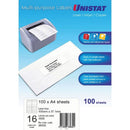 Unistat Laser Inkjet & Copier Multipurpose Labels 100 Sheets