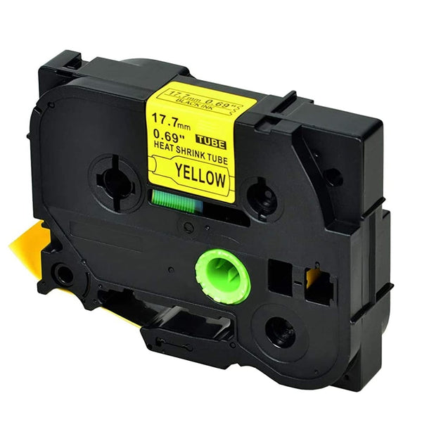 5 x Generic Brother HSe-641 HSe641 17.7mm Black Text on Yellow Heat Shrink Tube Tape - 1.5 meters