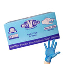 Powder Free Blue Vinyl Gloves Pack of 1000 (100PCS x 10 boxes) - Medium