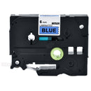 Generic Brother TZe-511 TZe511 6mm Black Text on Blue Laminated Tape - 8 meters