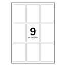 LabelMax A4 White Self Adhesive Paper Address Mailing Laser Inkjet Sticker Labels 89 x 62mm - 9 Labels Per Sheet (Die-Cut)