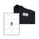 A4 White Fabric Laser Name Badge Labels 86.5 x 55.5mm - 8 Labels Per Sheet (20 Sheets Per Pack)