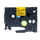 3 x Generic Brother TZe-811 TZe811 6mm Black Text on Gold Laminated Tape - 8 meters