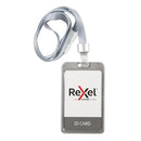 Rexel ID Portrait Aluminium Card Holder with Lanyard Silver - Pack of 10