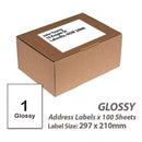 100 Sheets A4 White Self Adhesive Paper Inkjet Laser Sticker Label 297 x 210mm - GLOSSY