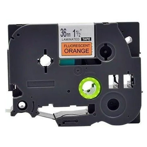 3 x Generic Brother TZe-B61 TZeB61 36mm Black Text on Orange Fluorescent Laminated Tape - 5 meters