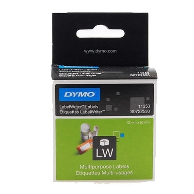 10 x Dymo SD11353 / S0722530 Original Multi Purpose 2UP Label Roll 13mm x 25mm - 1,000 labels per roll