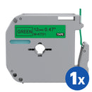 Brother M-K731 MK731 Generic 12mm Black Text on Green Tape - 8 meters