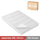 LabelMax A4 White Self Adhesive Paper Address Mailing Laser Inkjet Sticker Labels 196 x 51mm - 5 Labels Per Sheet (Die-Cut)