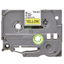 5 x Generic Brother TZe-621 TZe621 9mm Black Text on Yellow Laminated Tape - 8 meters