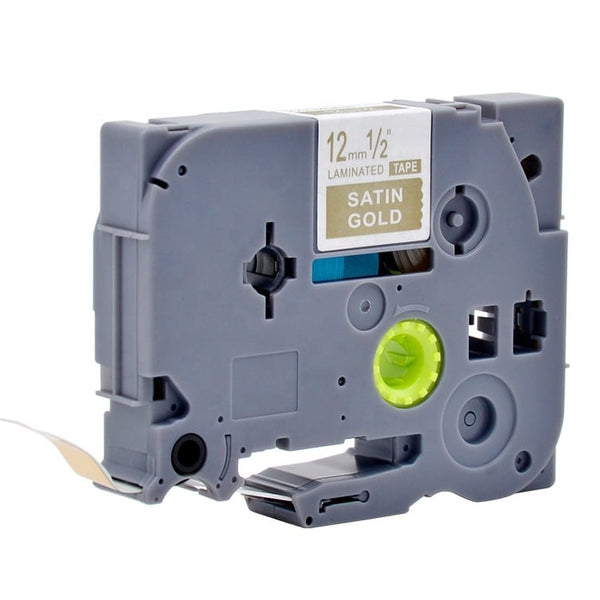 5 x Brother TZe-MQ835 TZeMQ835 Generic 12mm White On Satin Gold Laminated Laminated Tape - 5 metres