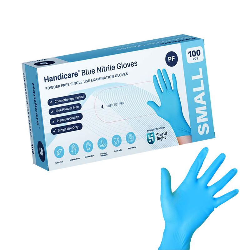 Disposable Nitrile Examination Gloves Latex and Powder Blue Free Pack of 100 - Available in XS / S / M / L / XL / XXL
