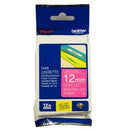 Original Brother TZe-MQP35 TZeMQP35 12mm White Text on Berry Pink Laminated Tape - 5 metres