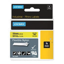 Dymo SD18491 Original 19mm Black Text on Yellow Flexible Nylon Industrial Rhino Label Cassette - 3.5 meters
