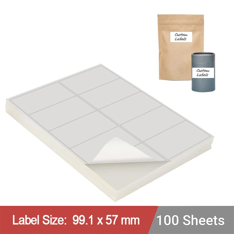 100 Sheets A4 White Self Adhesive Paper Address Mailing Laser Inkjet Sticker Labels 99.1 x 57mm - 10 Labels Per Sheet