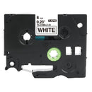 10 x Generic Brother TZe-FX211 TZeFX211 6mm Black Text on White Flexible ID Laminated Tape - 8 metres
