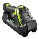 Zebra LI3678 Black/Industrial Green Standard Range 1D Handheld Rugged Barcode Scanner Kit – Scanner, Shielded USB Cable, Cradle, Power Supply & DC Cab