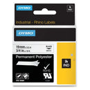 Dymo SD18484 Original 19mm Black Text on White Permanent Polyester Industrial Rhino Label Cassette - 5.5 meters