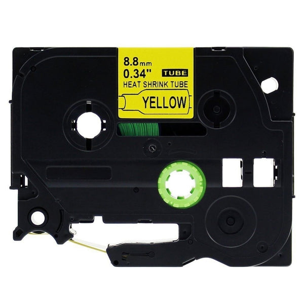 Generic Brother HSe-621 HSe621 8.8mm Black Text on Yellow Heat Shrink Tube Tape - 1.5 meters